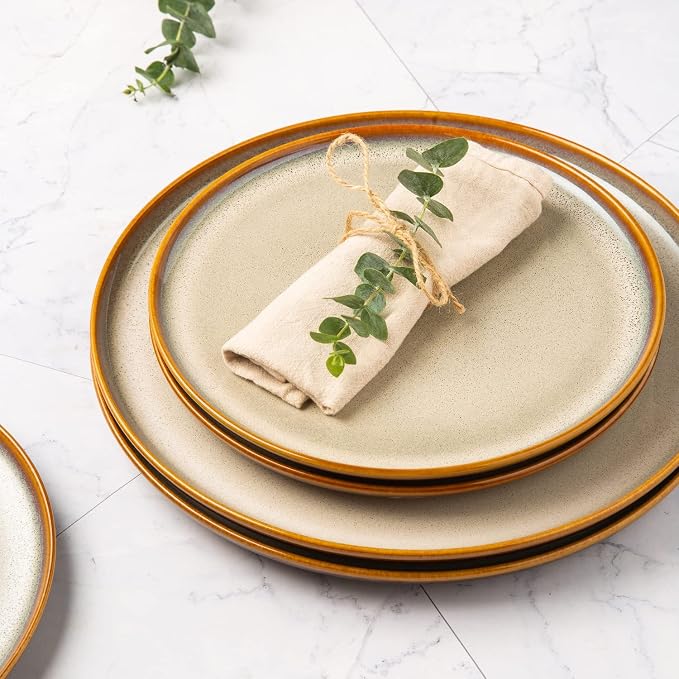 LERATIO Ceramic Plate Set of 6, 8.5 Inch Reactive Glaze Salad Plates | Modern - Image 4