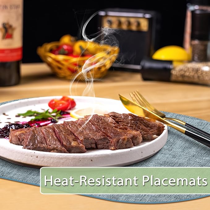 Placemats for Dining Table Set of 4 Non-Slip, Heat Resistant Oval Leather - Image 2