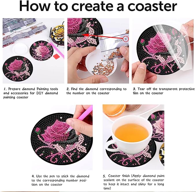 Mrnsiet 8PCS Diamond Art Coasters - Image 6