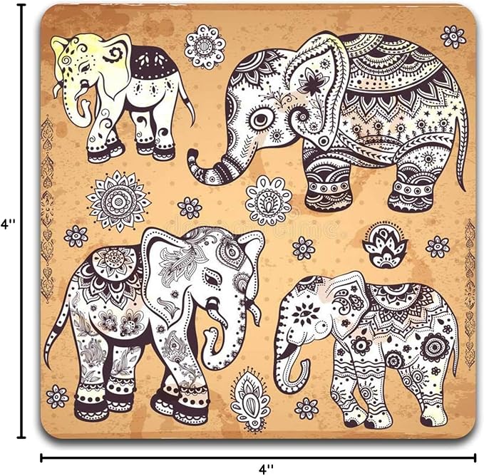 Personality Elephant Square Coaster Set - Image 6