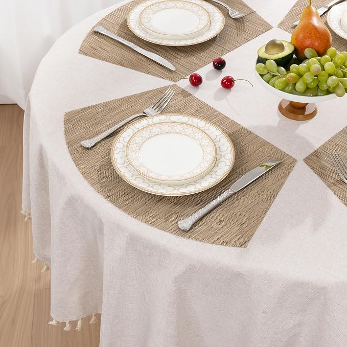 SHACOS Round Table Placemats Wedge Placemats Set of 8 Woven Vinyl Curved Table - Image 5