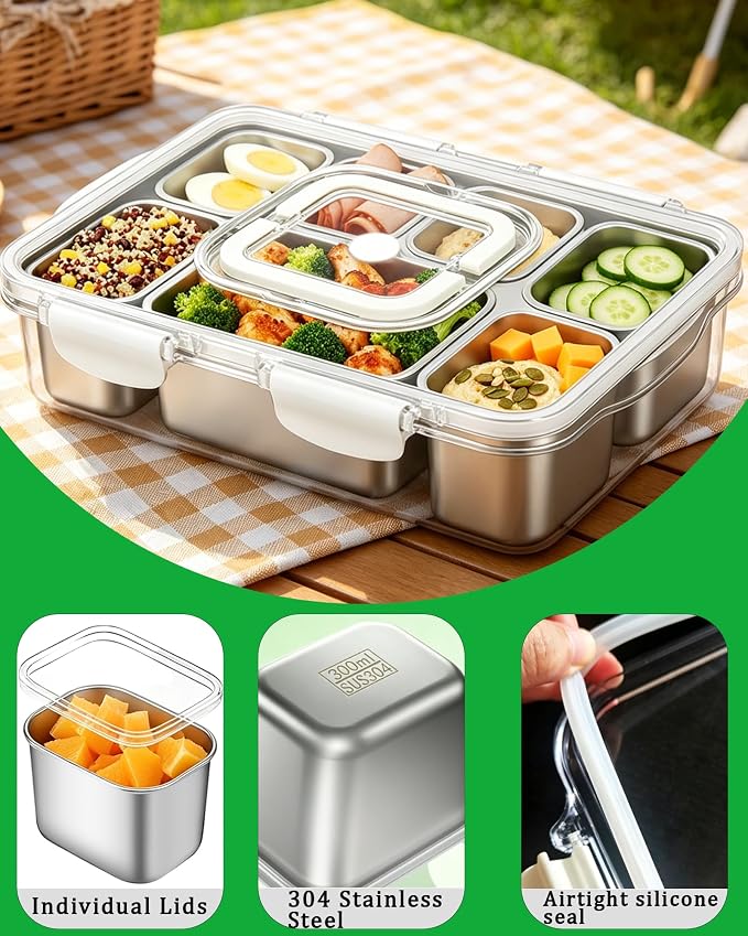 Snackle Box Container, Stainless Steel Divided Serving Tray - Image 4