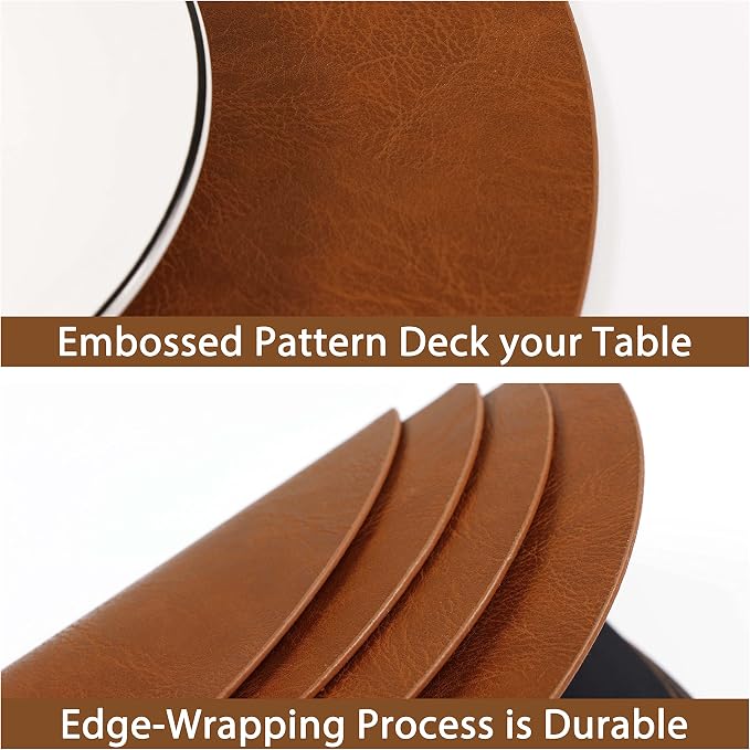 Set of 6 PU Leather Placemats, Waterproof Coffee Coasters, Kitchen Table Mats - Image 5
