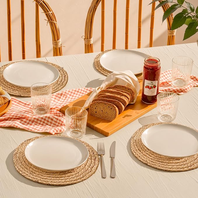 Aofmee 13.8 inch Round Woven Placemats Set of 6, Boho Rattan Place Mats - Image 8