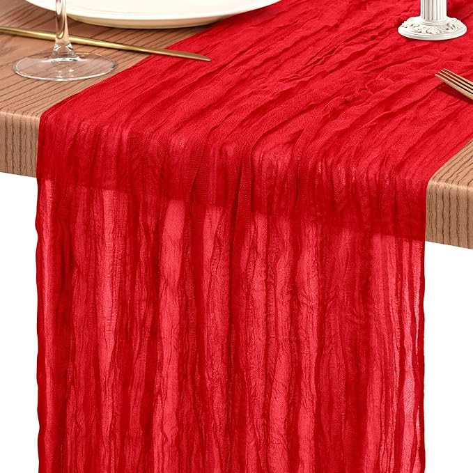 4 Pack Cheesecloth Table Runner 10FT Red Table Runner Boho Gauze Cheese Cloth - Image 9