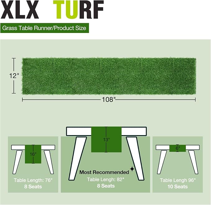 XLX TURF Green Artificial Grass Table Runner 12x108 Golf Party Decorations | - Image 2