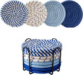 Drink Coasters Set of 8 with Holder, Cotton Woven by Unknown
