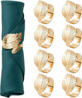 Gold Leaf Napkin Rings Set of 8, Metal Material by ZYDSUBGS