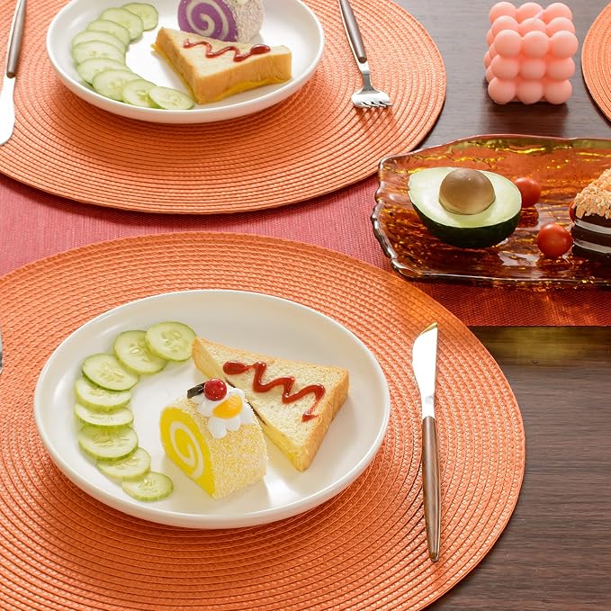 FunWheat Round Braided Placemats Set of 6 Table Mats - Image 7