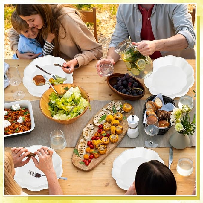 NatNarr 30 Pcs White Paper Plates, 9 Inch Scalloped Paper Plates Disposable - Image 7