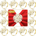 Hotop 288 Pcs Gold Napkin Rings Pearls and Flower Napkin Buckles Rhinestone by HOTOP