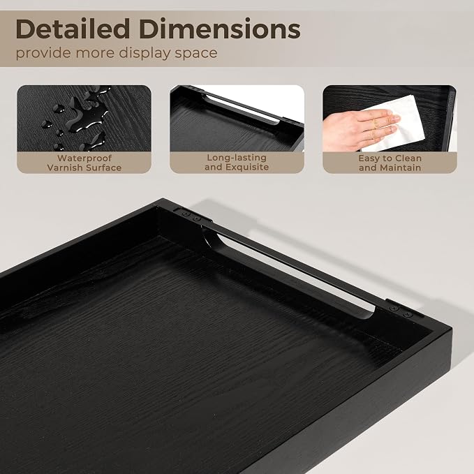 Wooden Serving Tray with Metal Handles|Ottoman Tray - Image 4
