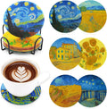 6 Pcs Boho Diamond Art Painting Coasters Holder Oil Paintings | Abstract by Ovveroche