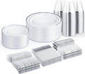 WELLIFE Silver Plates, Plastic Dinnerware Set by WELLIFE