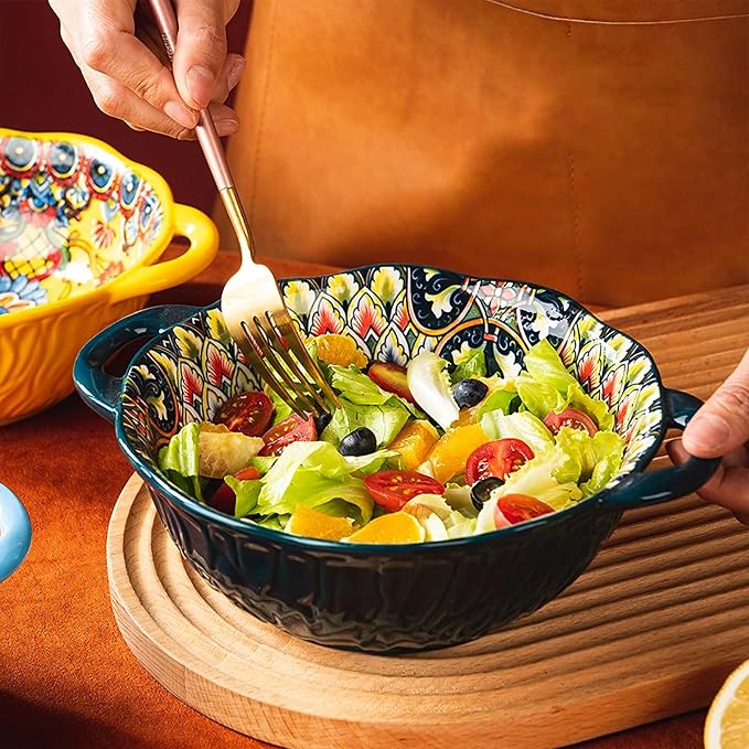 2 Pack Boho Ceramic Serving Bowls - Image 5