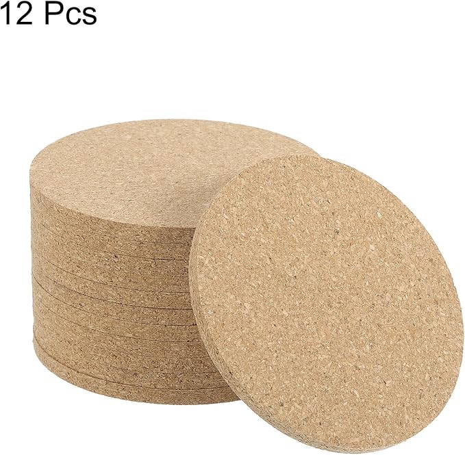 HARFINGTON 12pcs Cork Coasters 3.5 Inch 0.2 Inch Thick Non-Slip Heat-Resistant - Image 3