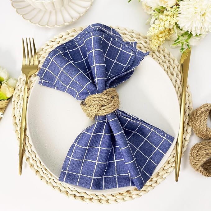WINGFISH Farmhouse Woven Napkin Rings Set of 24 Burlap Jute Napkin Rings Bulk - Image 5