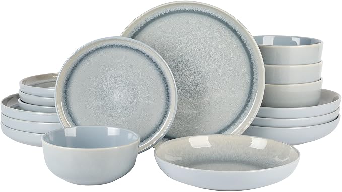 Gibson Elite Juno Moon 16-Piece Reactive Blue Double Bowl Dinnerware Set – by GibsonHomewares