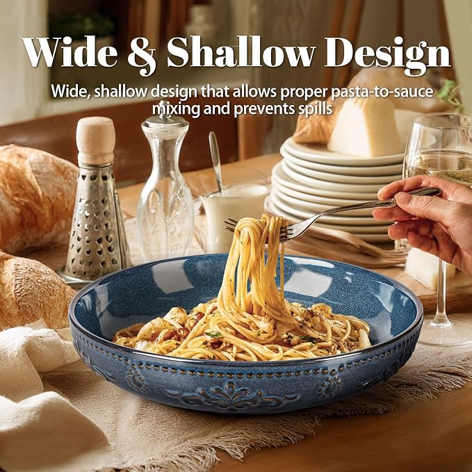 Pasta Bowls, 50oz Large Salad Serving Bowls, 9.75'' Plates Bowl Set of 4 - Image 2