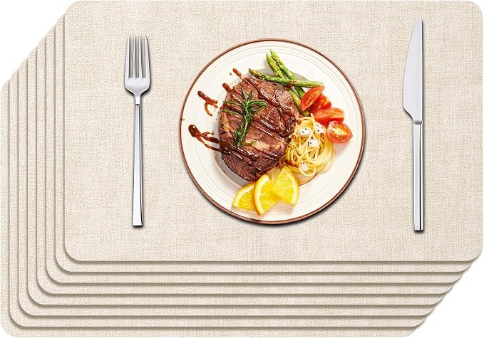 Maxpearl Faux Leather Placemats Set of 8, Suitable by Maxpearl