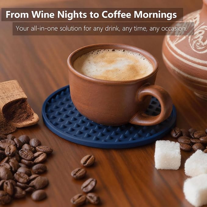 6 Pack Drink Coasters with Holder, Silicone Cup Mat - Image 5