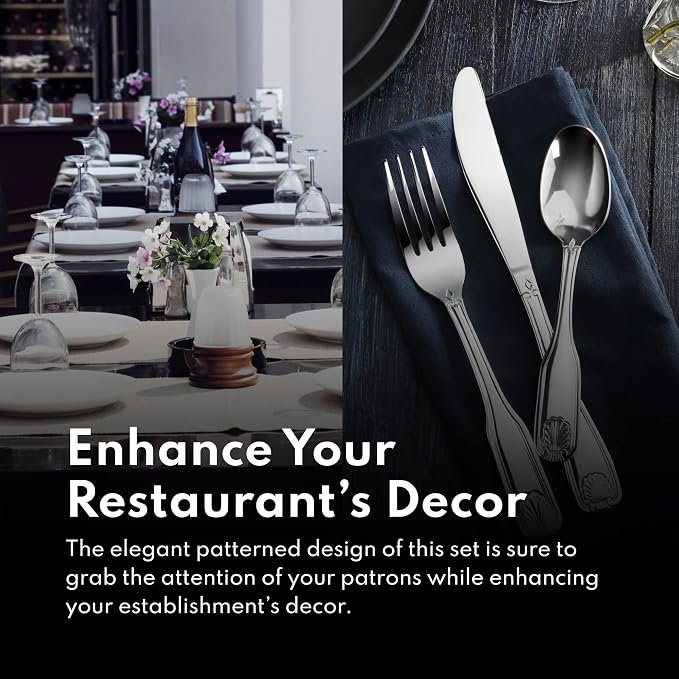 New Star Foodservice Rose Pattern 18/0 Stainless Steel Flatware Set, 60-Piece - Image 8