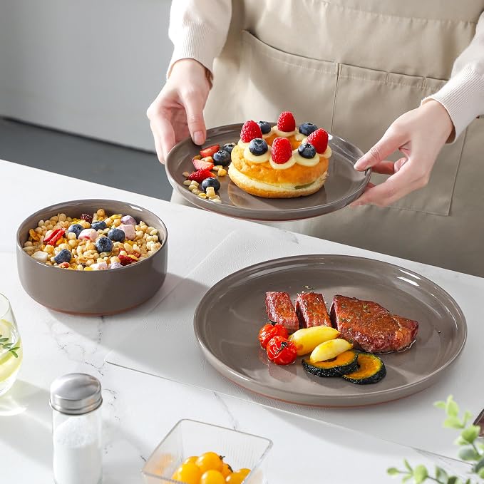 MALACASA Plates and Bowls Sets, 18 Pieces Modern Ceramic Dinnerware Set - Image 6