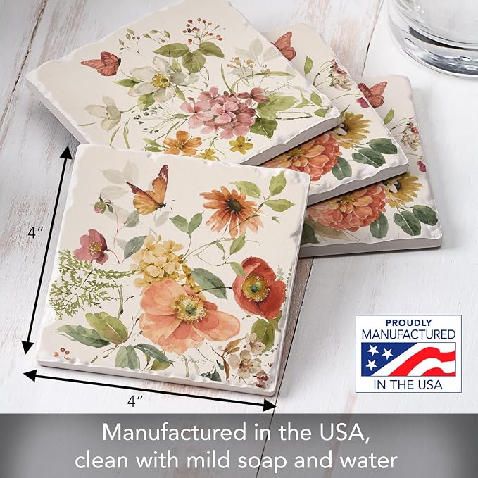 Thirstystone Blessed by Nature 4 Pack Assorted Tumbled Tile Stone Coasters | 4" - Image 3