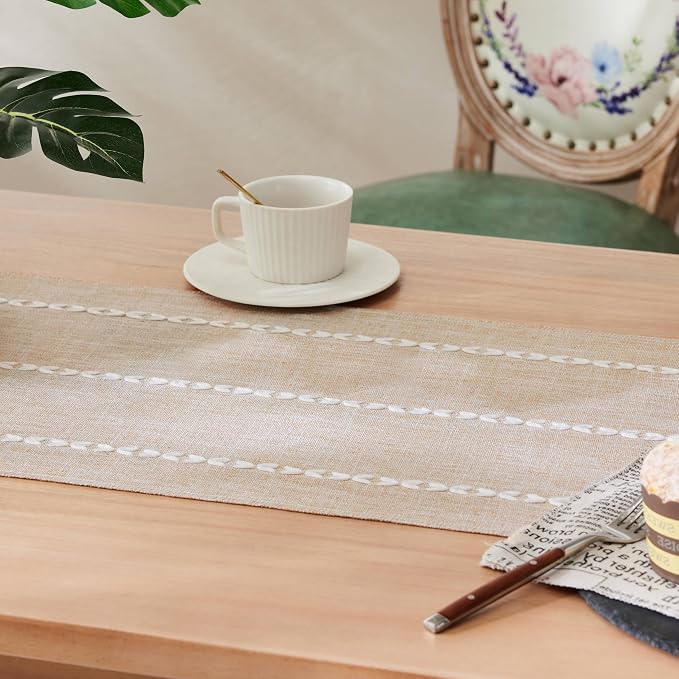 Braided Farmhouse Table Runner, Braided Taupe 13x108 Inch, Cotton Linen Table - Image 5