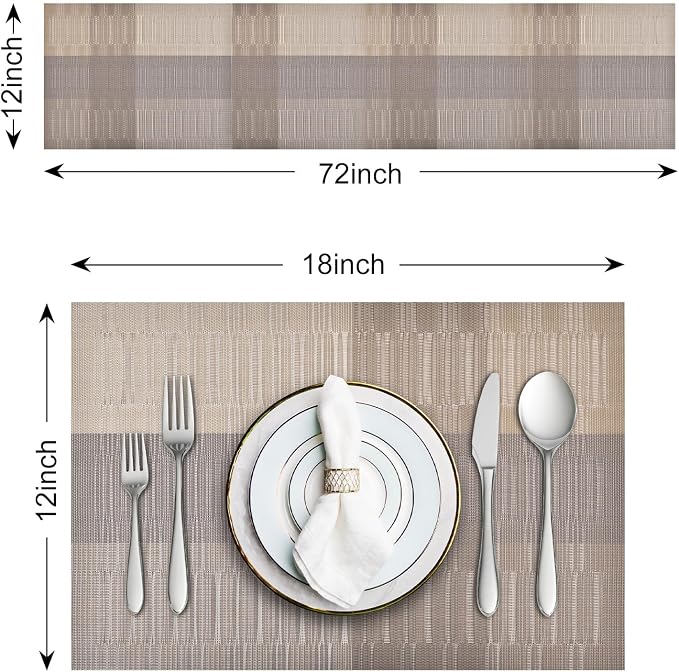 Aofmee Table Runner and Placemats Set of 6 Washable, Heat Resistant Place Mats - Image 3