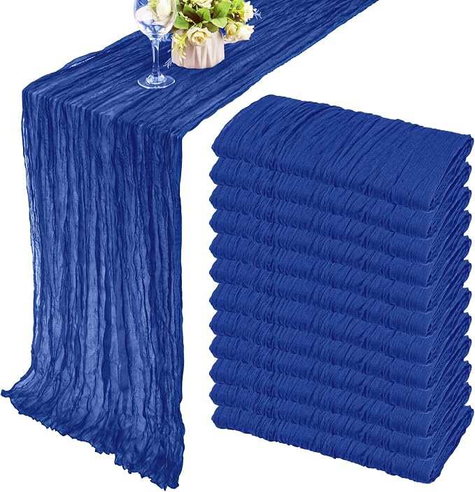 12 Pack 10Ft Cheesecloth Table Runner 35x120 Inch Boho Gauze Table Runner by Fivenl