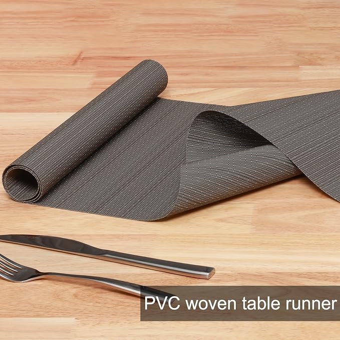 Table Runner 55 Inches Long, Vinyl Woven Heatproof Table Runners | Washable - Image 2