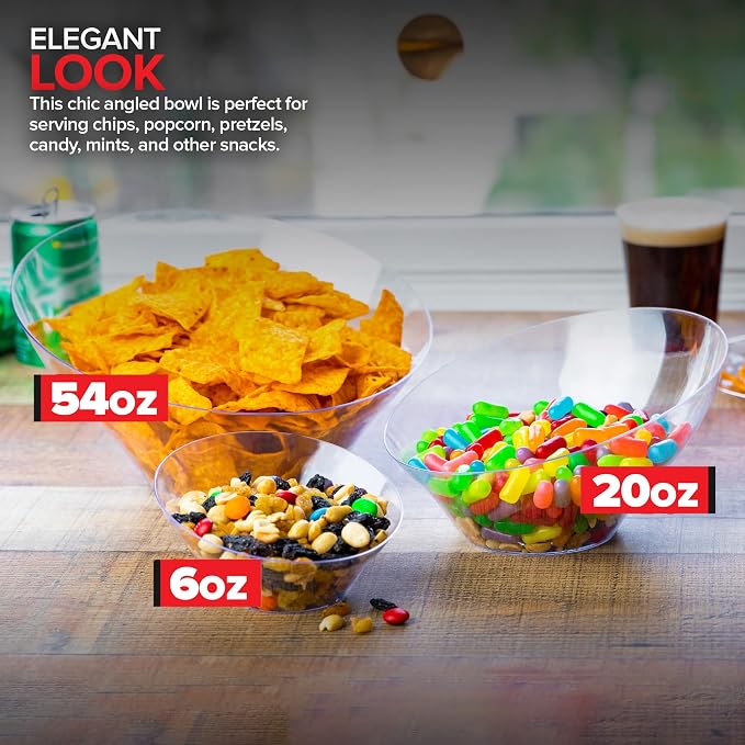 20oz Clear Plastic Serving Bowls Medium Disposable Candy Dishes, Buffet - Image 5