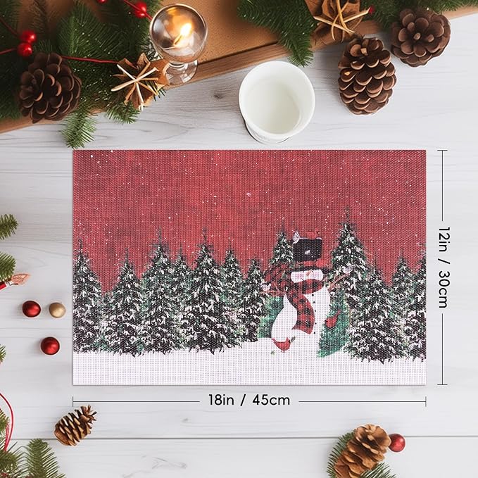 Aofmee Christmas Placemats Set of 6, Washable Christmas Place Mats - Image 3