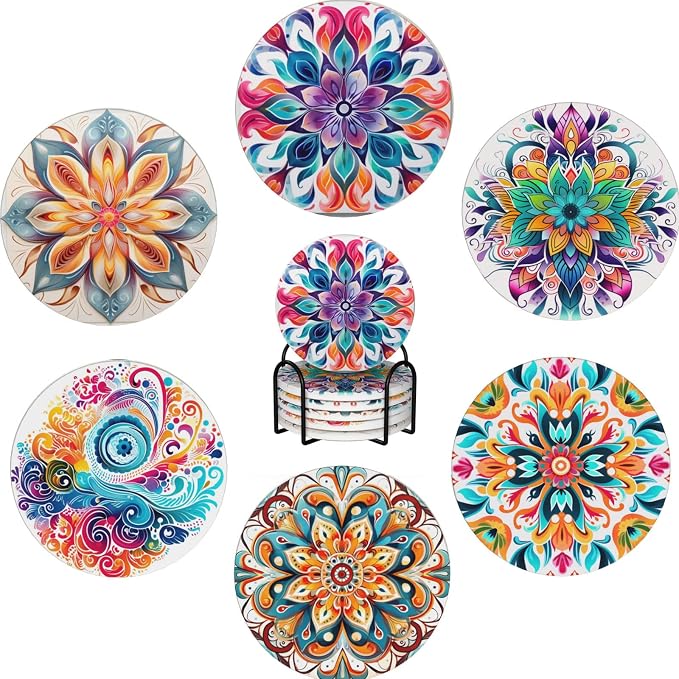 Boho Coasters Set of 6, Coasters by XCEWA