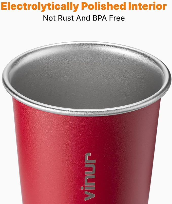 VINUR Stainless Steel Cups-20 oz Stackable Metal Drinking Glasses 4 Pcs | 20 oz - Image 5