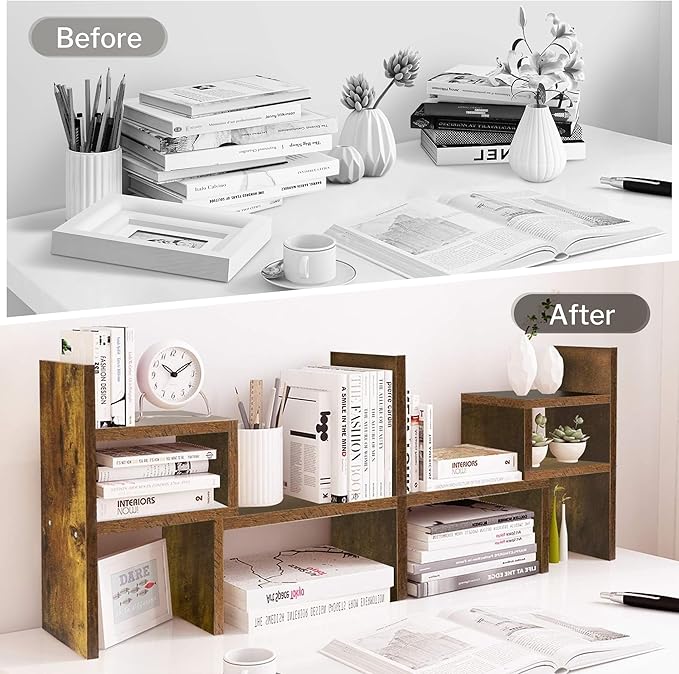 Jerry & Maggie Adjustable Wood Desktop Display Shelf Natural Wood Tone | Wooden - Image 5