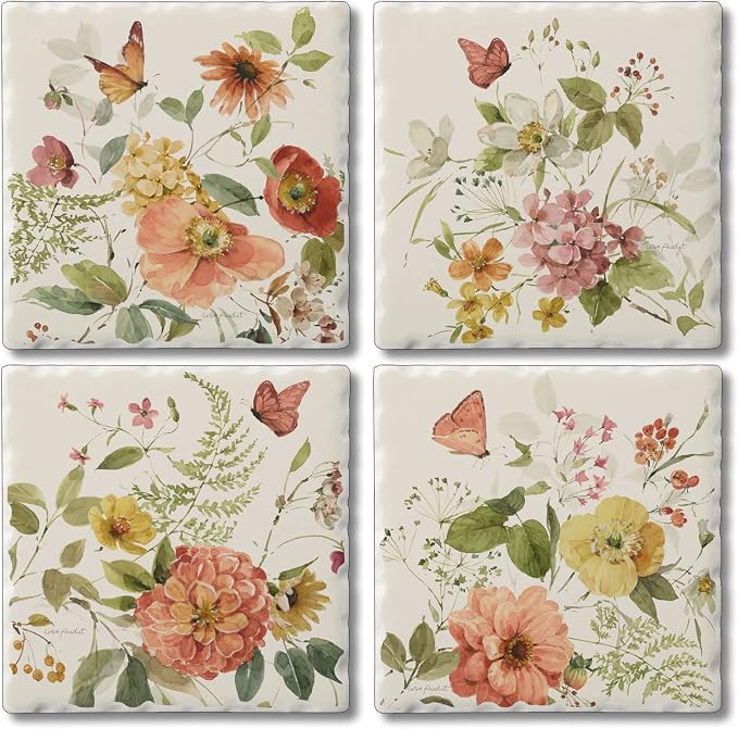 Thirstystone Blessed by Nature 4 Pack Assorted Tumbled Tile Stone Coasters | 4" by CounterArt