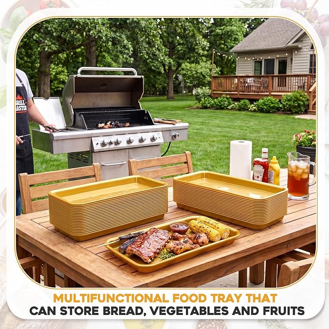 20 Pcs Serving Platters 14 x 6 Inch Rectangle Serving Trays Reusable Food Tray - Image 6