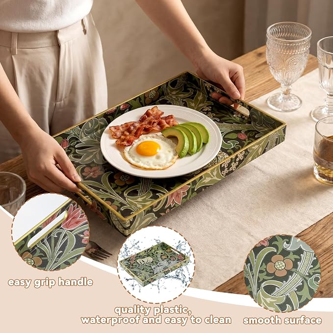 2 Pcs Serving Trays with Handles, Plastic Tray - Image 3
