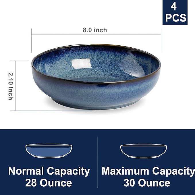 30oz Ceramic bowls set of 4-8" serving bowls - Image 2