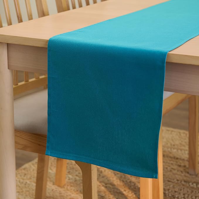 Encasa XO Table Runner, Cotton Canvas Dining Runner 13"x91" | Azul Blue by EncasaXO