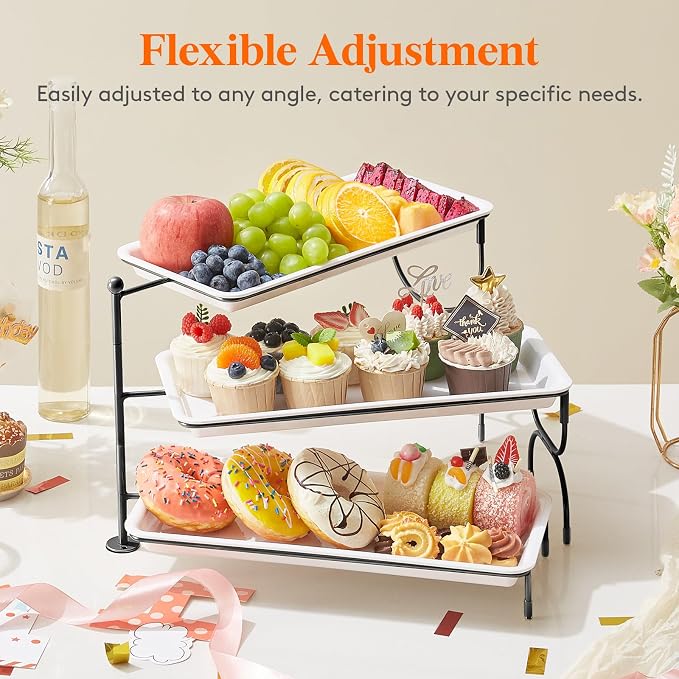 Lifewit 3 Tier Serving Tray, 36 x 17 cm/14 x 6.5" White Plastic Tiered Food - Image 5