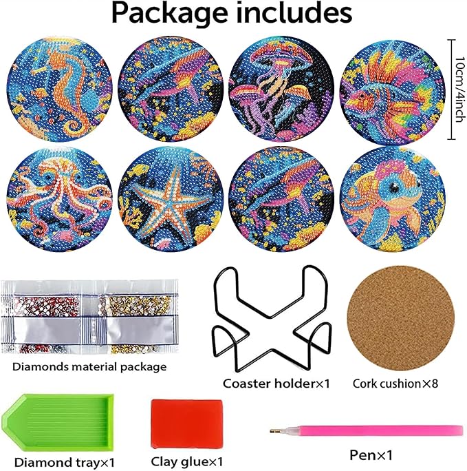Mrnsiet 8PCS Diamond Art Coasters - Image 3