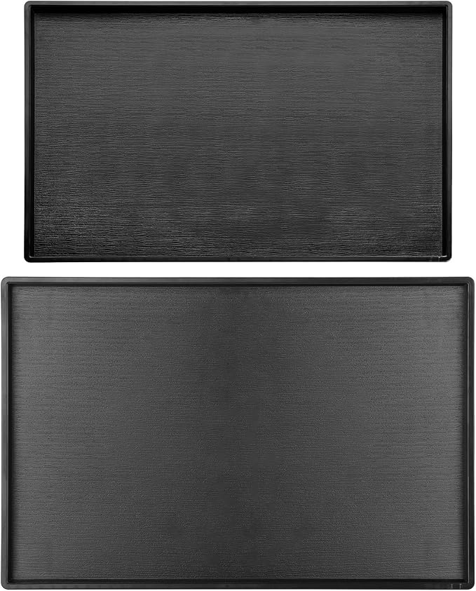 Cedilis 2 Pack Black Rectangular Serving Trays, Non-Slip Plastic Coffee Table by Cedilis
