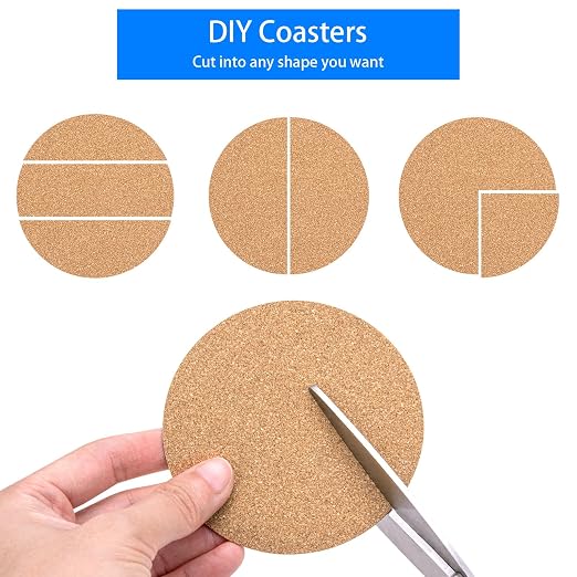 28PCS Self-Adhesive Cork for DIY Coasters | 3.74" Round Coasters for DIY Crafts - Image 4