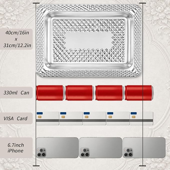 4 Pack Silver Serving Trays Set, Serving Trays - Image 2