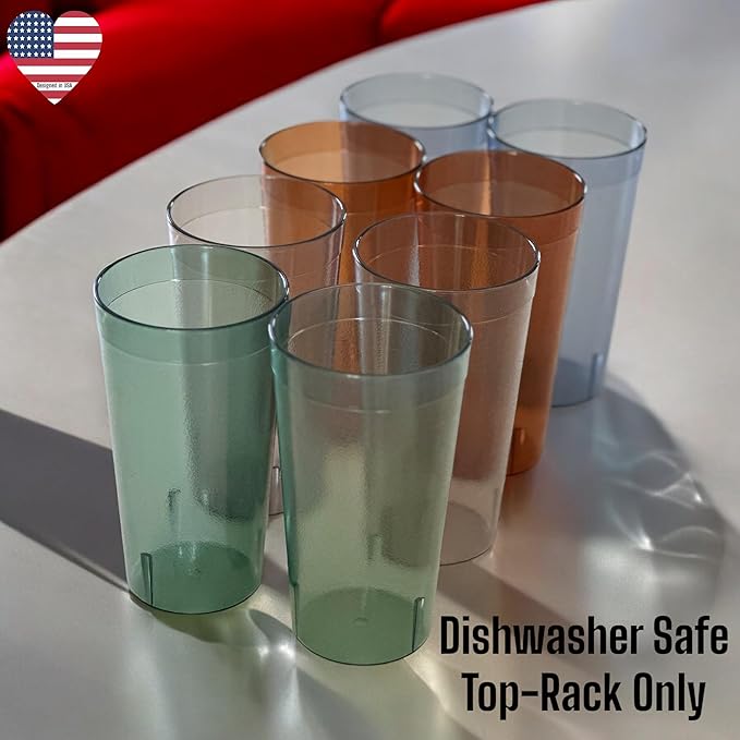 Oojami Set of 8 Plastic Tumblers, 20-Ounce Reusable Cups, BPA-Free & - Image 5