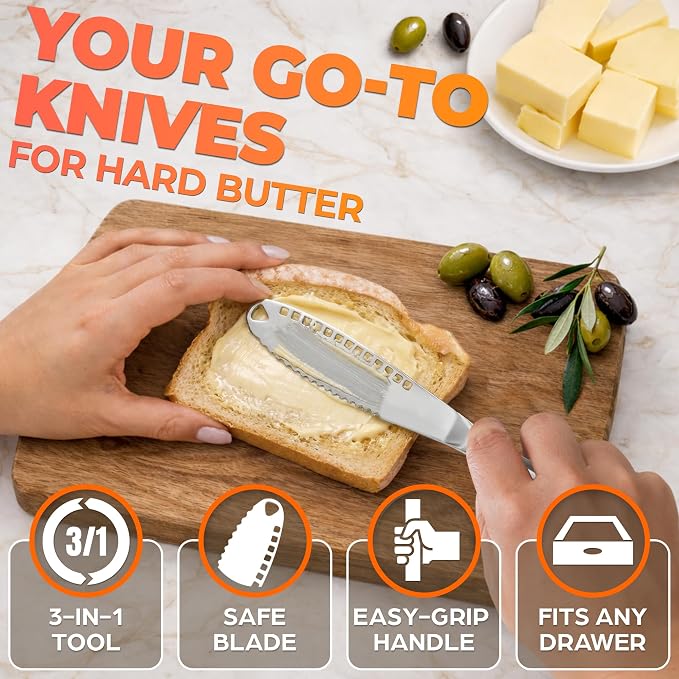2 Pcs Butter Knife Spreader, 3 in 1, Stainless Steel | Butter Spreader Knife; - Image 5