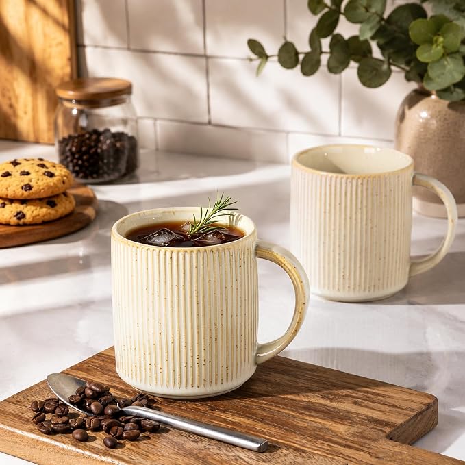 theterra Ceramic Coffee Mugs Set of 6, 14.2 oz Coffee Cups - Image 6